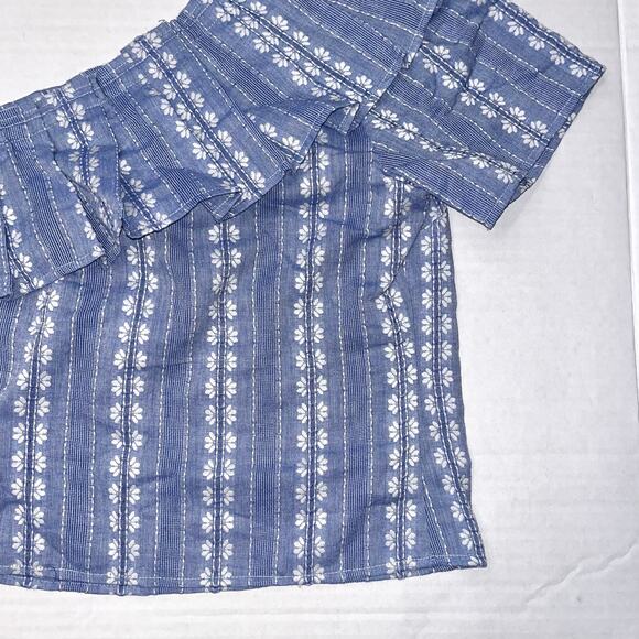NWT Splendid one shoulder Ruffle top women’s size XS Blue and white - Picture 11 of 16